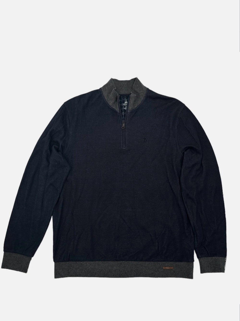 Disney Men's Black Half-Zip Sweater with Gray Trim